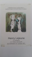 Affiche pour l'exposition <em><strong>Henry Lejeune : Du Rétroviseur au Pare-brise</strong> </em>, à l'orangerie du Domaine du Château de Seneffe (Seneffe) , du 8 septembre au 7 octobre 2001.